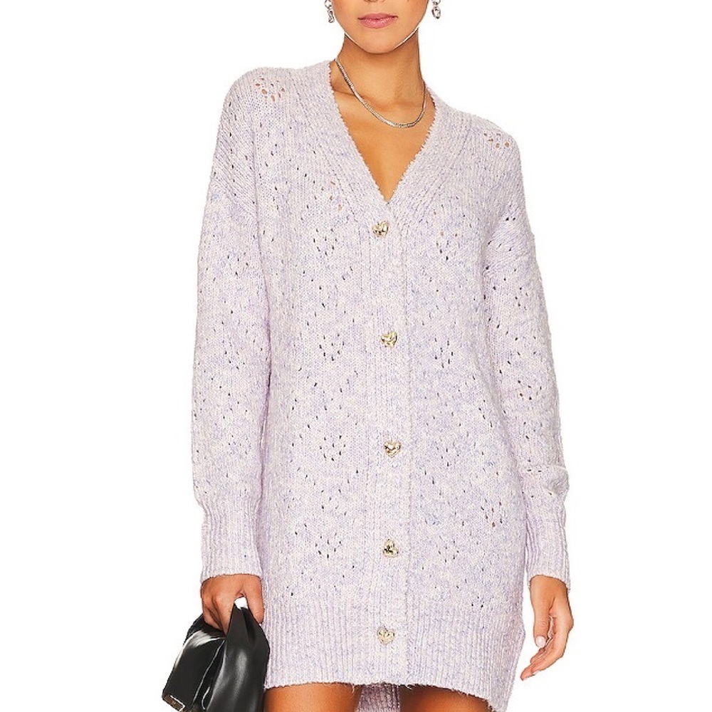 Majorelle Annabella Cardigan Dress in Purple Multi Heart Buttons Size XS